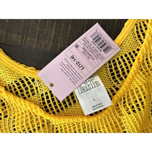 Wild Fable Yellow Open Knit Swim Coverup Top Size Large New - Picture 3 of 4